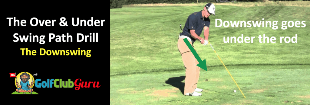 how to stop coming over the top and hitting slices rod in to out swing path drill training aid