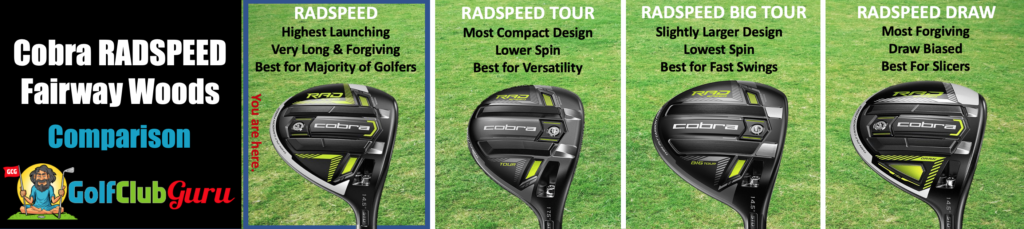 cobra radspeed vs tour vs big tour vs draw difference comparison